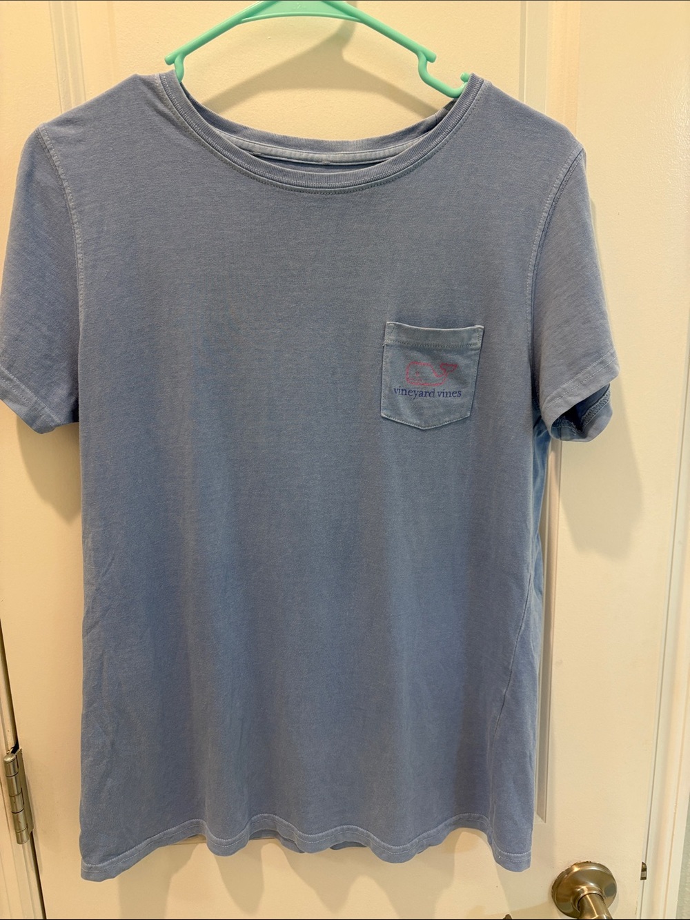 Vineyard Vines Women's Short Sleeve Pocket Tee in Dusty Blue